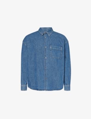 FRAME: Patch-pocket relaxed-fit  recycled denim-blend shirt