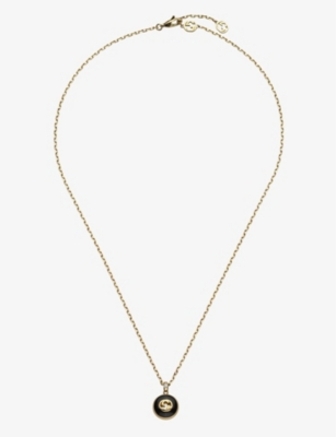GUCCI: Logo-charm 18ct yellow-gold, diamond necklace