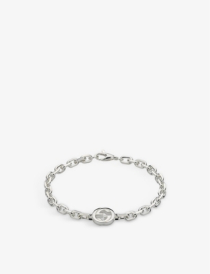 Gucci Womens Silver Interlocking G Sterling-silver Bracelet