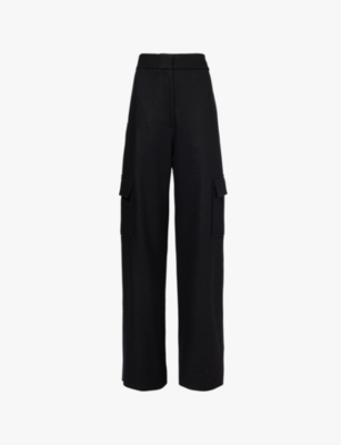 Jil Sander Flap Pockets Straight-leg Mid-rise Wool-blend Trousers In Black