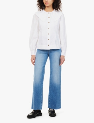 PAIGE WOMENS PAIGE ANESSA RAW-CUFF STRAIGHT-LEG STRETCH-DENIM BLEND JEANS 