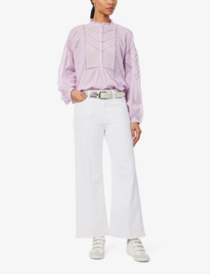 Paige Anessa High Rise Raw Hem Jeans In Tonal Exru In Crisp White
