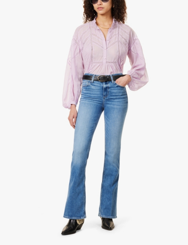 Laurel Canyon faded-wash flared high-rise stretch-denim blend jeans