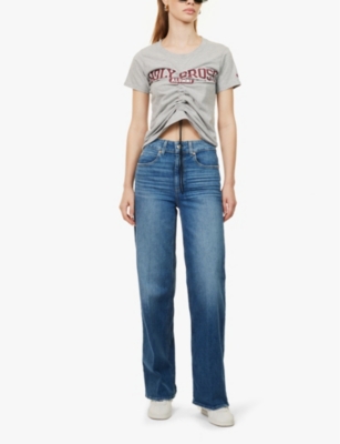 Paige Sasha High Rise Wide Jeans In Stefania Distressed In Stefania Distressed