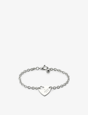 Gucci Womens Silver Trademark Logo-engraved Sterling-silver Bracelet