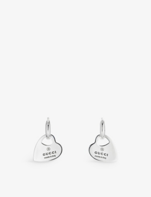 GUCCI: Trademark Heart logo-engraved sterling-silver earrings
