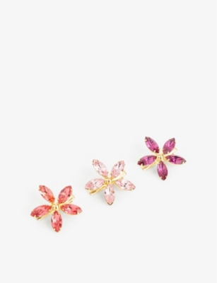 LELET NY: Gia 4ct yellow gold-plated brass and Swarovski crystal hairclips