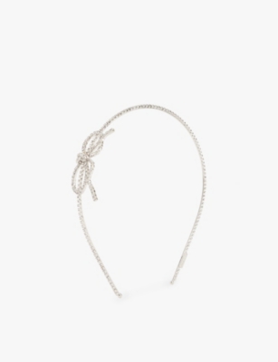 LELET NY: Gifted Bow rhodium-plated brass and Swarovski crystals headband