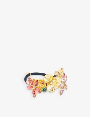 LELET NY: Gia 14ct yellow gold-plated brass and Swarovski crystals hair tie