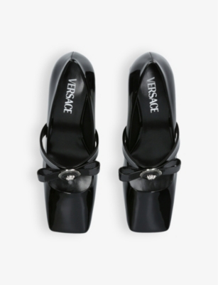Versace "gianni Ribbon Patent Leather Dé In Black
