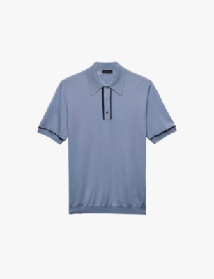 PRADA: Contrast-piping regular-fit wool polo shirt