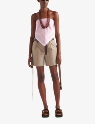 Prada Cotton Twill Bermudas In Neutral