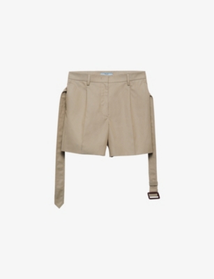 Prada Cotton Twill Bermudas In Neutral