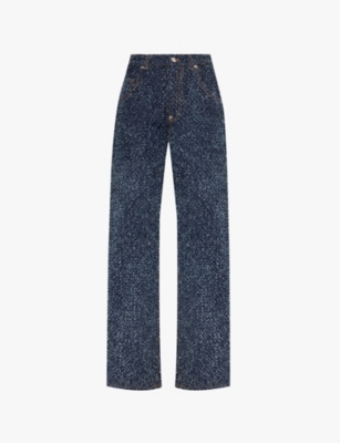STELLA MCCARTNEY High rise straight leg denim boucle jeans Selfridges
