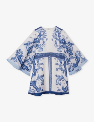 REISS: Andra placement-print woven dress 4-14 years