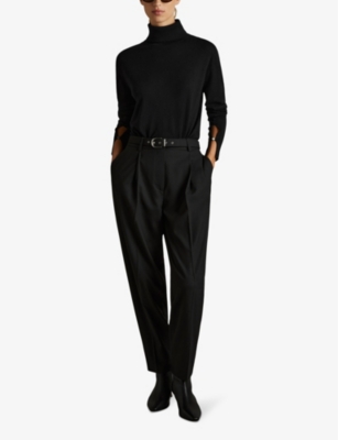 Reiss Womens Black Macy Turtleneck Wool Jumper In Black
