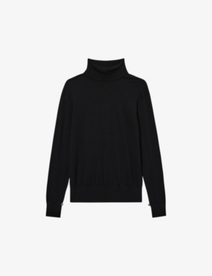 Reiss Womens Black Macy Turtleneck Wool Jumper In Black