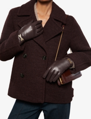 REISS: Harriet logo-embellished leather gloves