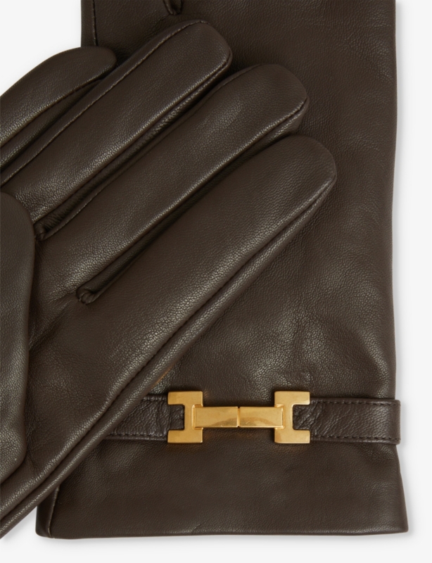 Harriet logo-embellished leather gloves