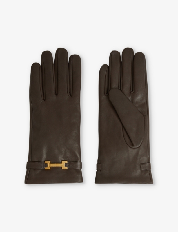 Harriet logo-embellished leather gloves