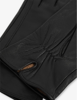 REISS: Elasticated-cuff leather gloves