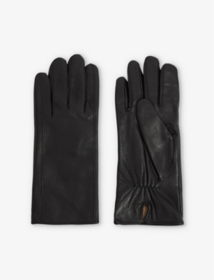 Reiss Black Leather Gloves In Black