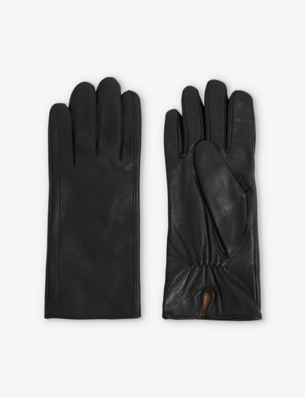Elasticated-cuff leather gloves