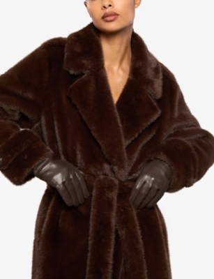 REISS: Elasticated-cuff leather gloves