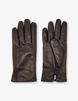 REISS: Elasticated-cuff leather gloves