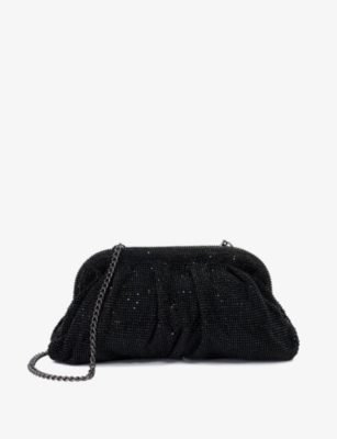 DUNE: Elegant crystal-embellished woven clutch bag