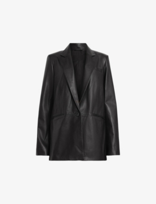 ALLSAINTS: Deri single-breasted leather blazer