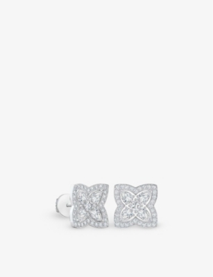 DE BEERS JEWELLERS: Enchanted Lotus 18ct white-gold and 0.14ct diamond stud earrings