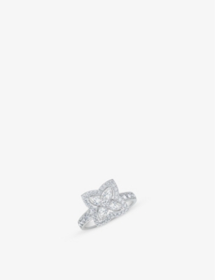 Shop De Beers Jewellers Women's Enchanted Lotus 18ct White-gold And 0.97ct Diamond Ring