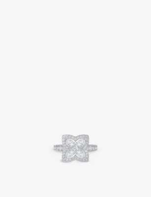 DE BEERS JEWELLERS: Enchanted Lotus 18ct white-gold and 0.97ct diamond ring