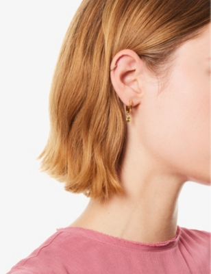 PDPAOLA: Lily 18ct yellow-gold plated sterling-silver and cubic zirconia huggie earrings