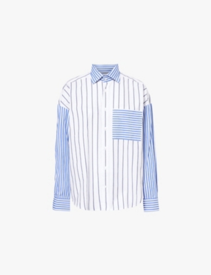 WITH NOTHING UNDERNEATH: Weekend stripe-pattern organic-cotton shirt
