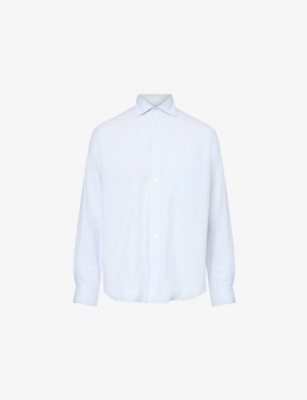 WITH NOTHING UNDERNEATH: Weekend striped organic-cotton shirt