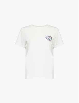 Shop Kenzo Womens  Graphic-print Relaxed-fit Cotton-jersey T-shirt In Offwhite