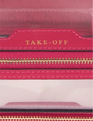 Shop Anya Hindmarch Womens Clear/berry In-flight Woven Cosmetics Case