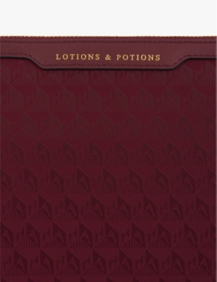 ANYA HINDMARCH WOMENS MEDIUM RED LOTIONS AND POTIONS SHELL AND LEATHER WASHBAG 