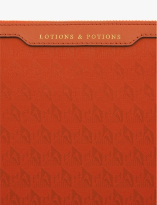 ANYA HINDMARCH WOMENS BURNT SIENNA LOTIONS AND POTIONS SHELL AND LEATHER WASHBAG 