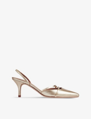 LK BENNETT: Madely double-strap kitten-heel leather court shoes