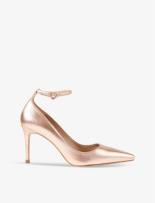 Lk Bennett Womens Gol-copper Catelyn Ankle-strap Metallic Heeled Leather Court Shoes