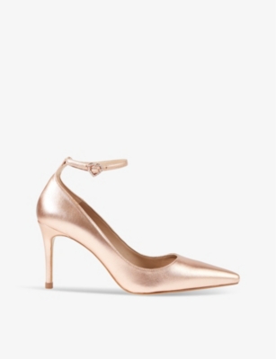 Lk Bennett Womens Gol-copper Catelyn Ankle-strap Metallic Heeled Leather Court Shoes In Gol-copper