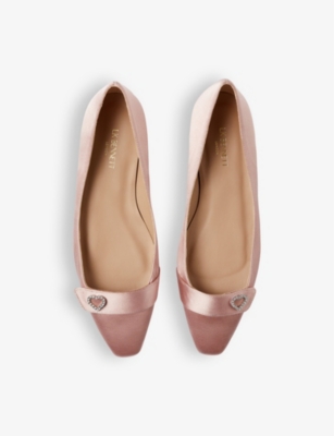 Lk Bennett Womens Pin-blush Amore Heart-embellished Satin Ballet Flats In Pin-blush