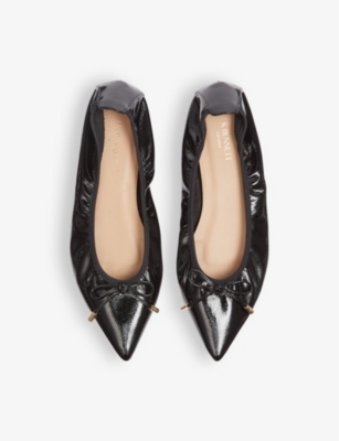 Tilly bow-embellished patent-leather ballet flats