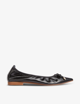 Tilly bow-embellished patent-leather ballet flats