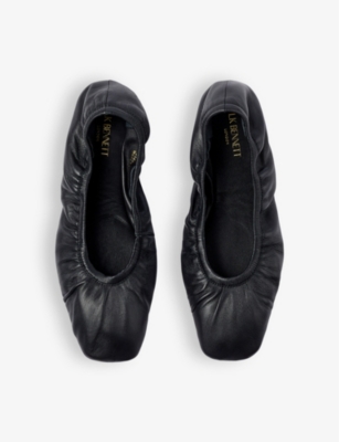 Lk Bennett Womens Bla-black Tayla Folded Leather Ballet Flats In Bla-black