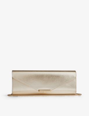 LK BENNETT: Lucille envelope-shape metallic-leather clutch bag