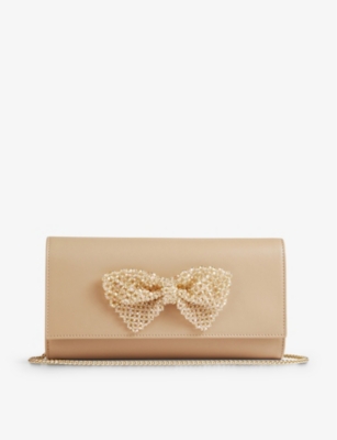LK BENNETT: Erla bow-embellished leather clutch bag